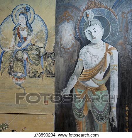 Close-up of wall mural, Dunhuang, Jiuquan, Gansu Province, China View Large Photo Image Picture - Close-up of wall mural, Dunhuang, Jiuquan, Gansu Province, China. Fotosearch