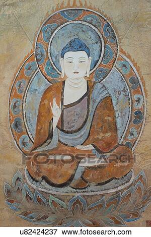 Close-up of wall mural, Dunhuang, Jiuquan, Gansu Province, China View Large Photo Image Stock Photo - Close-up of wall mural, Dunhuang, Jiuquan, Gansu Province, China. Fotosearch