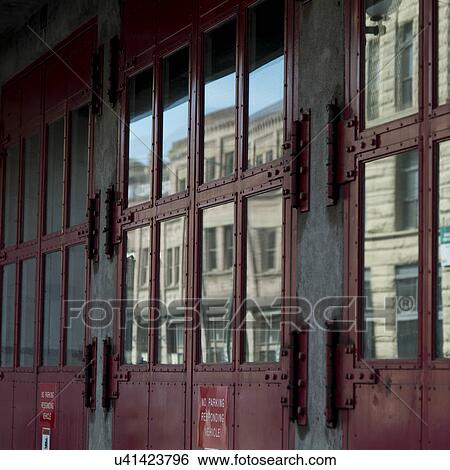 Stock Photograph - Closed exterior doors of a building, Seattle, Washington State, USA. Fotosearch