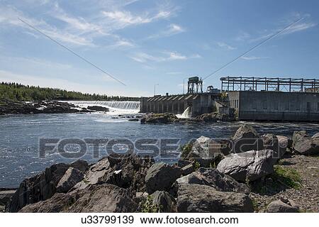 Stock Photo - Dam at Bishop's Falls, Newfoundland And Labrador, Canada. Fotosearch