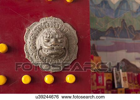 Detail of a door knocker, China View Large Photo Image Stock Photograph - Detail of a door knocker, China. Fotosearch