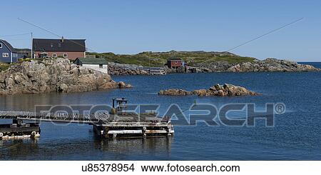 Picture - Dock along coast, Twillingate, South Twillingate Island, Newfoundland And Labrador, Canada. Fotosearch