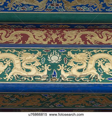 Stock Photography - Dragons painted on a wall, Forbidden City, Xicheng District, Beijing, China. Fotosearch