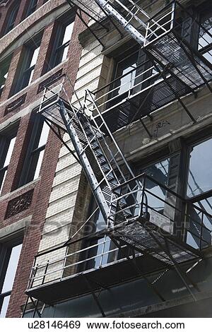 Exterior fire escape of a building, Seattle, Washington State, USA View Large Photo Image Stock Photo - Exterior fire escape of a building, Seattle, Washington State, USA. Fotosearch