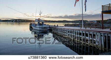 Stock Image - Fishing trawler at dock, Twillingate, South Twillingate Island, Newfoundland And Labrador, Canada. Fotosearch