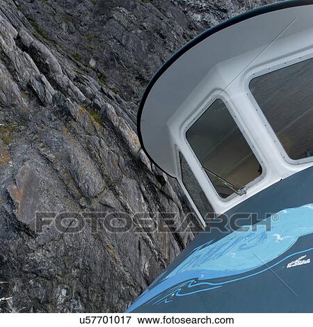Stock Photo - Front Windshield of a Fishing trawler in Bonne Bay, Gros Morne National Park, Newfoundland And Labrador, Canada. Fotosearch