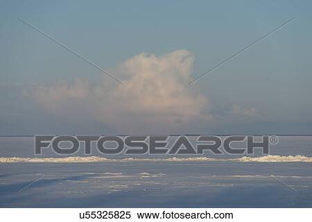 Stock Photography - Frozen lake in winter, Lake Winnipeg, Hecla Grindstone Provincial Park, Manitoba, Canada. Fotosearch