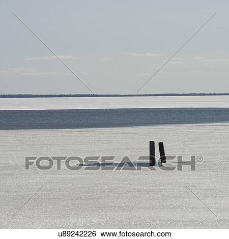 Stock Photograph - Frozen view of Lake Winnipeg, Hecla Grindstone Provincial Park, Manitoba, Canada. Fotosearch