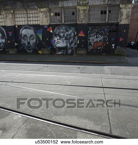 Giant mural posters on a street, Pioneer Square, Seattle, Washington State, USA View Large Photo Image Stock Image - Giant mural posters on a street, Pioneer Square, Seattle, Washington State, USA. Fotosearch