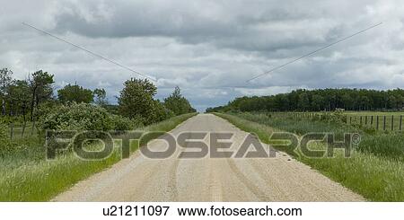 Gravel road passing through prairie landscape, Manitoba, Canada View Large Photo Image Stock Photo - Gravel road passing through prairie landscape, Manitoba, Canada. Fotosearch