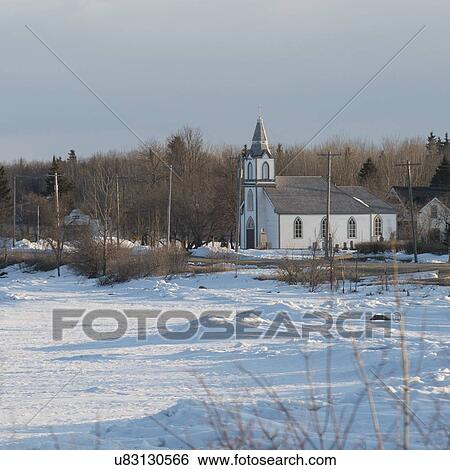 Stock Photograph - Hecla Church, Riverton, Hecla Grindstone Provincial Park, Manitoba, Canada. Fotosearch