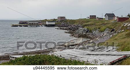 Stock Photography - Houses along coastline, Open Hall, Bonavista Peninsula, Newfoundland And Labrador, Canada. Fotosearch