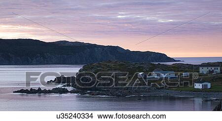 Picture - Houses along the coast, Twillingate, South Twillingate Island, Newfoundland And Labrador, Canada. Fotosearch
