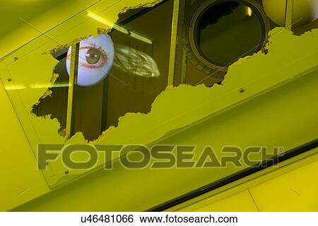 Stock Photograph - Human Eye Sculpture inside Seattle Central Library, Seattle, Washington State, USA. Fotosearch