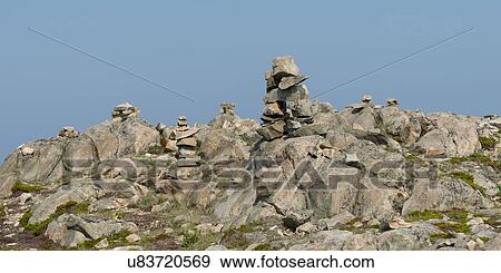 Stock Photo - Inukshuk at the coast, Bonavista, Bonavista Peninsula, Newfoundland And Labrador, Canada. Fotosearch