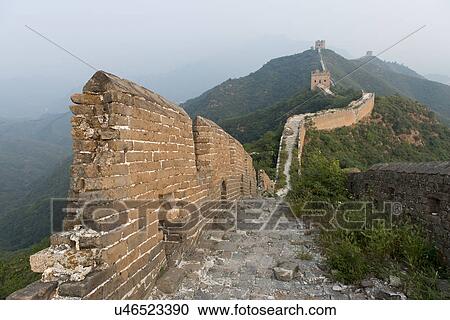 Stock Image - Jinshanling to Simatai section of Great Wall Of China, Miyun County, Beijing, China. Fotosearch
