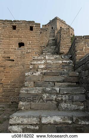 Stock Image - Jinshanling to Simatai section of Great Wall Of China, Miyun County, Beijing, China. Fotosearch