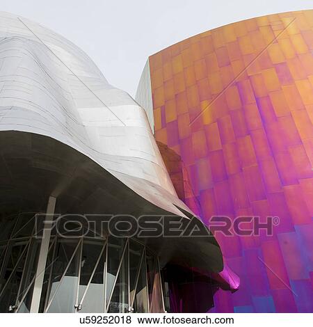 Low angle view of EMP Museum exterior, Seattle, Washington State, USA View Large Photo Image Stock Photo - Low angle view of EMP Museum exterior, Seattle, Washington State, USA. Fotosearch