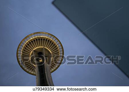 Low angle view of Space Needle, Seattle Center, Seattle, Washington State, USA View Large Photo Image Picture - Low angle view of Space Needle, Seattle Center, Seattle, Washington State, USA. Fotosearch