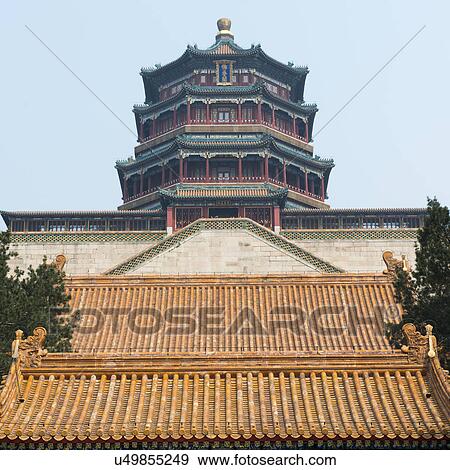 Low angle view of Tower of Buddhist Incense at Longevity Hill, Summer Palace, Haidian District, Beijing, China View Large Photo Image Stock Photo - Low angle view of Tower of Buddhist Incense at Longevity Hill, Summer Palace, Haidian District, Beijing, China. Fotosearch