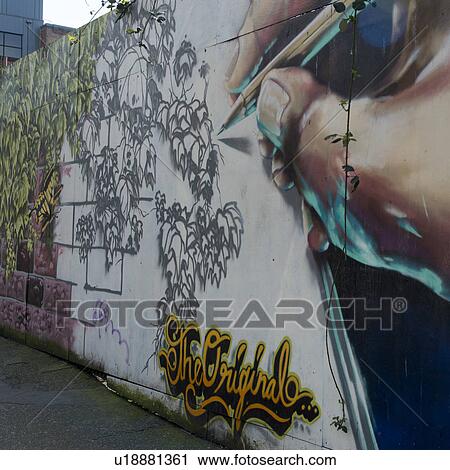 Stock Image - Mural on a wall, Pioneer Square, Seattle, Washington State, USA. Fotosearch