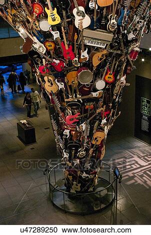 Musical Instrument Sculpture tower at EMP Museum, Seattle, Washington State, USA View Large Photo Image Stock Image - Musical Instrument Sculpture tower at EMP Museum, Seattle, Washington State, USA. Fotosearch