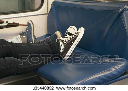 Stock Image - Passengers traveling in a monorail, Seattle Center, Seattle, Washington State, USA. Fotosearch
