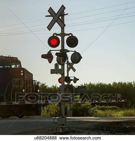 Railroad crossing signal, Manitoba, Canada View Large Photo Image Stock Photo - Railroad crossing signal, Manitoba, Canada. Fotosearch