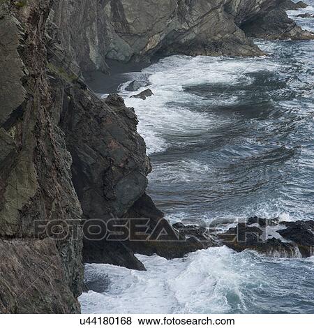 Stock Photo - Rock formations at the coast, Skerwink Trail, Trinity, Bonavista Peninsula, Newfoundland And Labrador, Canada. Fotosearch