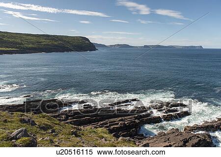 Stock Photography - Rock formations on coastline, Cape Spear, St. John's, Newfoundland And Labrador, Canada. Fotosearch