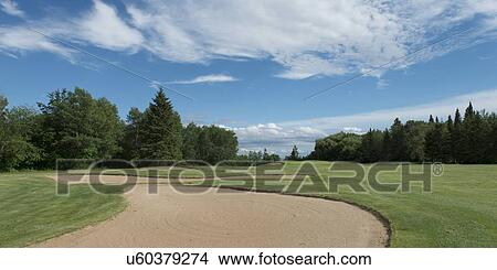 Picture - Sand trap in a golf course, Hecla Grindstone Provincial Park, Manitoba, Canada. Fotosearch