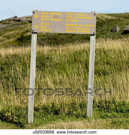 Stock Photo - Signboard at Cape Spear, St. John's, Newfoundland And Labrador, Canada. Fotosearch