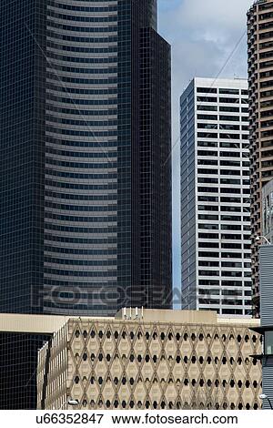 Stock Photo - Skyscrapers in a city, Seattle, Washington State, USA. Fotosearch