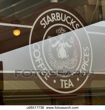 Starbucks sign on glass window, Pike Place Market, Seattle, Washington State, USA View Large Photo Image Stock Photograph - Starbucks sign on glass window, Pike Place Market, Seattle, Washington State, USA. Fotosearch