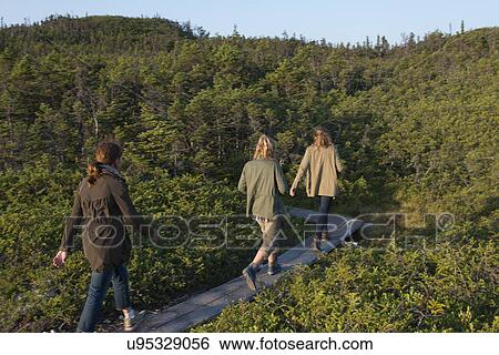 Stock Photograph - Tourists along Skerwink Trail, Port Rexton, Bonavista Peninsula, Newfoundland And Labrador, Canada. Fotosearch