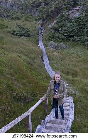 Picture - Tourists on Skerwink Trail, Trinity, Bonavista Peninsula, Newfoundland And Labrador, Canada. Fotosearch