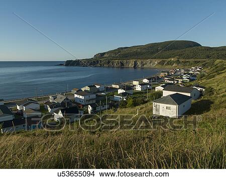 Picture - Town along coast, Newfoundland And Labrador, Canada. Fotosearch