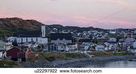 Stock Image - Town along the coast, Twillingate, South Twillingate Island, Newfoundland And Labrador, Canada. Fotosearch