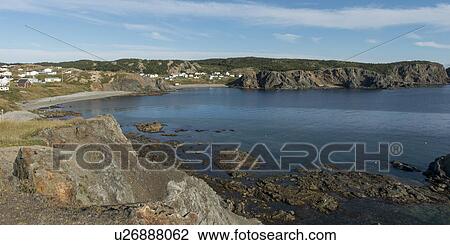Stock Image - Town along the coast, Twillingate, North Twillingate Island, Newfoundland And Labrador, Canada. Fotosearch