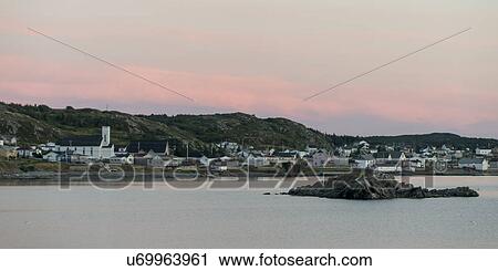 Stock Image - Town along the coast, Twillingate, South Twillingate Island, Newfoundland And Labrador, Canada. Fotosearch