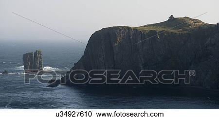 Stock Image - View of coastal cliffs, Skerwink Trail, Port Rexton, Bonavista Peninsula, Newfoundland And Labrador, Canada. Fotosearch