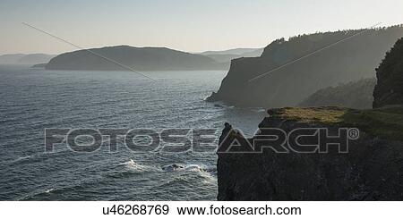 Stock Photo - View of coastal cliffs, Skerwink Trail, Port Rexton, Bonavista Peninsula, Newfoundland And Labrador, Canada. Fotosearch