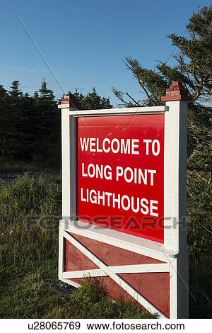 Stock Photo - Welcome signboard to Long Point Lighthouse, Crow Head, Twillingate, North Twillingate Island, Newfoundland And Labrador, Canada. Fotosearch