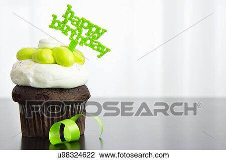 Birthday cupcake, close-up View Large Photo Image Stock Image - Birthday cupcake, close-up. Fotosearch