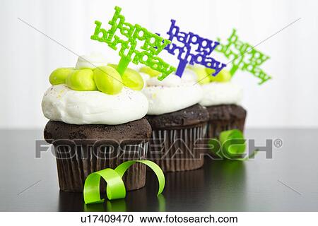 Birthday cupcakes, close-up View Large Photo Image Stock Image - Birthday cupcakes, close-up. Fotosearch