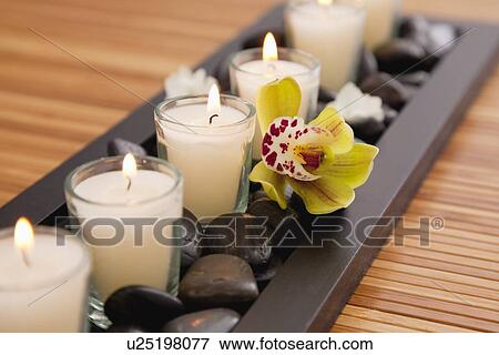 Candles in spa, Studio Shot View Large Photo Image Stock Photo - Candles in spa, Studio Shot. Fotosearch