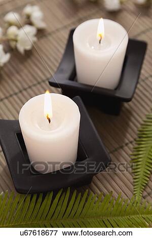 Candles in spa, Studio Shot View Large Photo Image Stock Photo - Candles in spa, Studio Shot. Fotosearch