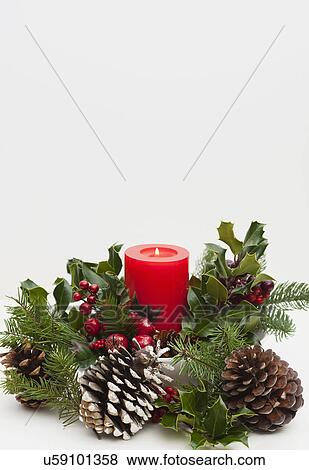 Christmas candle decoration View Large Photo Image Stock Photo - Christmas candle decoration. Fotosearch