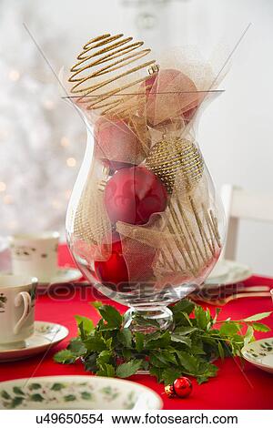Christmas decoration on table View Large Photo Image Picture - Christmas decoration on table. Fotosearch