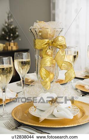Christmas table setting View Large Photo Image Picture - Christmas table setting. Fotosearch